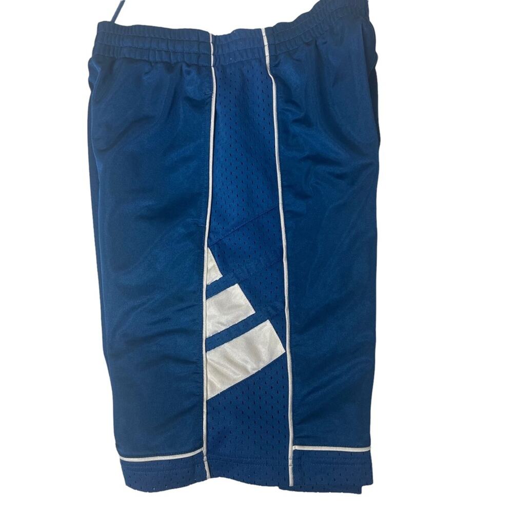 Adidas Boys Basketball Active Shorts with Mesh Panels Blue White Size Small - Picture 4 of 7